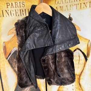 Bebe Faux Fur Faux leather vest